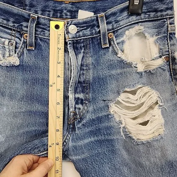 Vintage Levis 501-0115 Denim Jeans 30x24 Blue Altered Destoyed Punk Grunge 80s